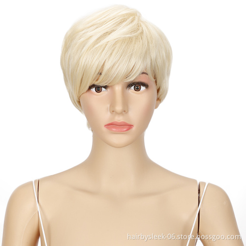 10 inches white blonde 613 Hair Wig High Temperature finger short Pixie Cut Synthetic Wigs Heat Resistant synthetic hair wigs